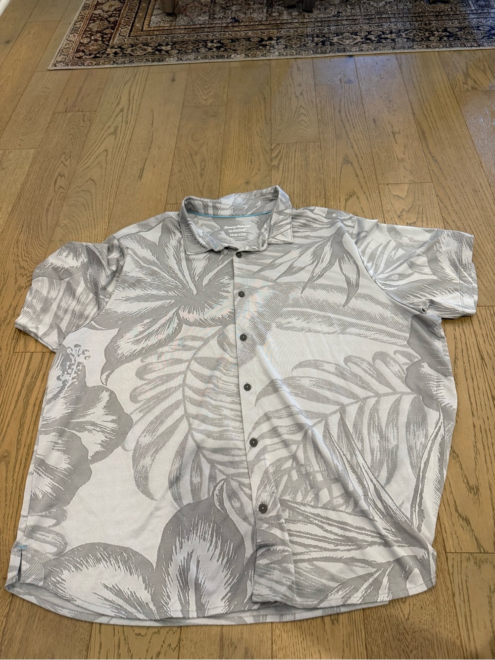 Tommy Bahama IslandZone Shirt Mens 3XLB Gray Floral Hawaiian Button Up